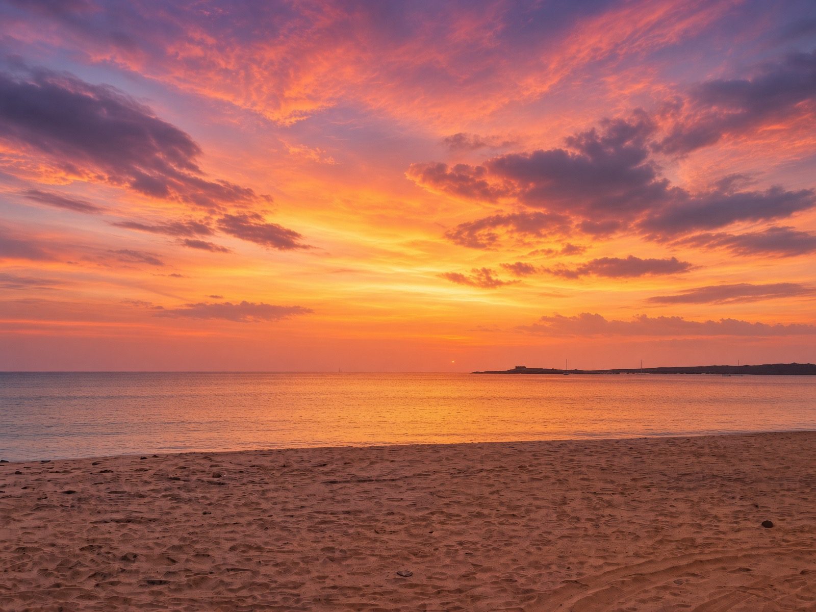 Dramatischer Sonnenuntergang am Strand
